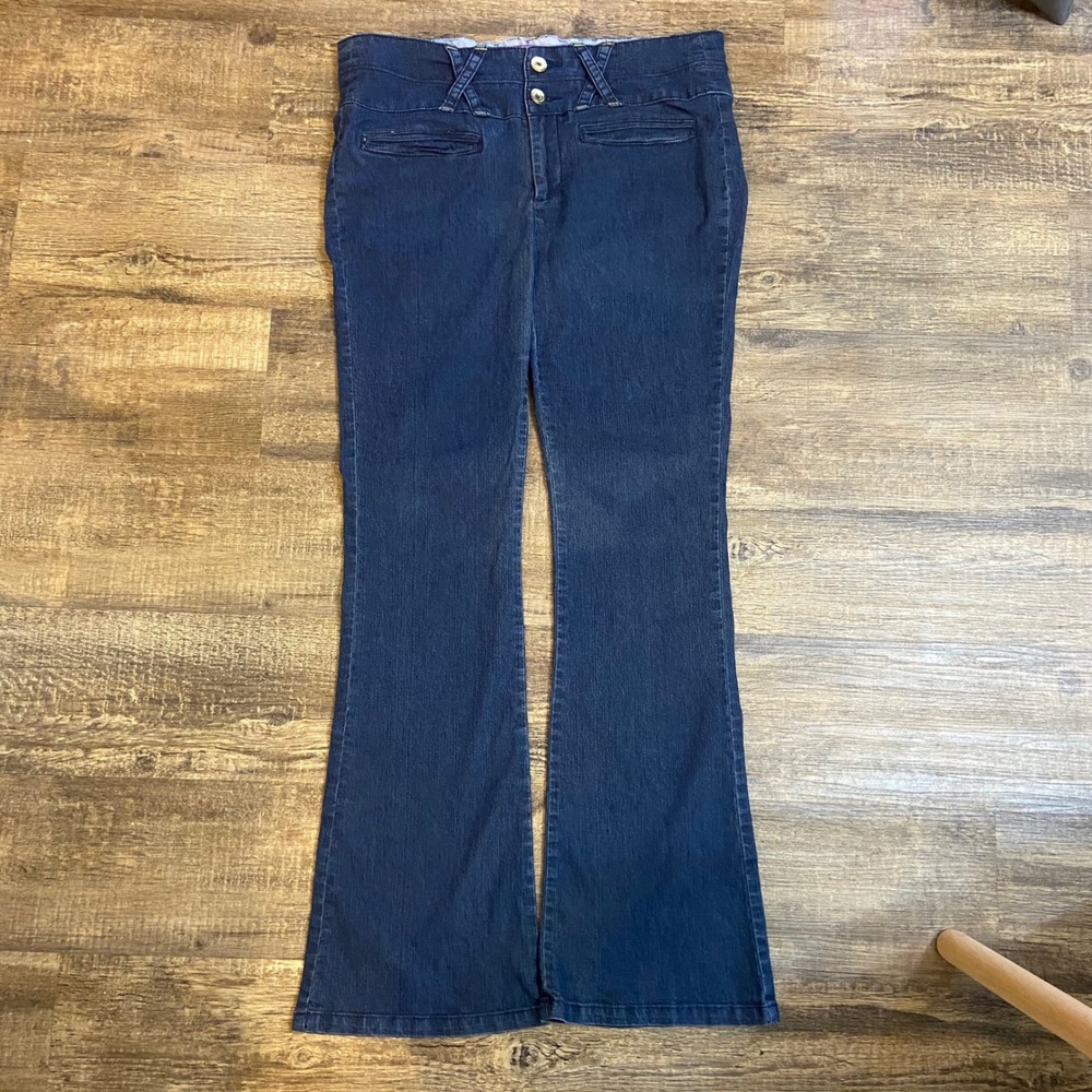 C Pink Jeans Women's‎ Size 16 Tall Dark Wash Flare Bell Bottom Denim Pants Tall
